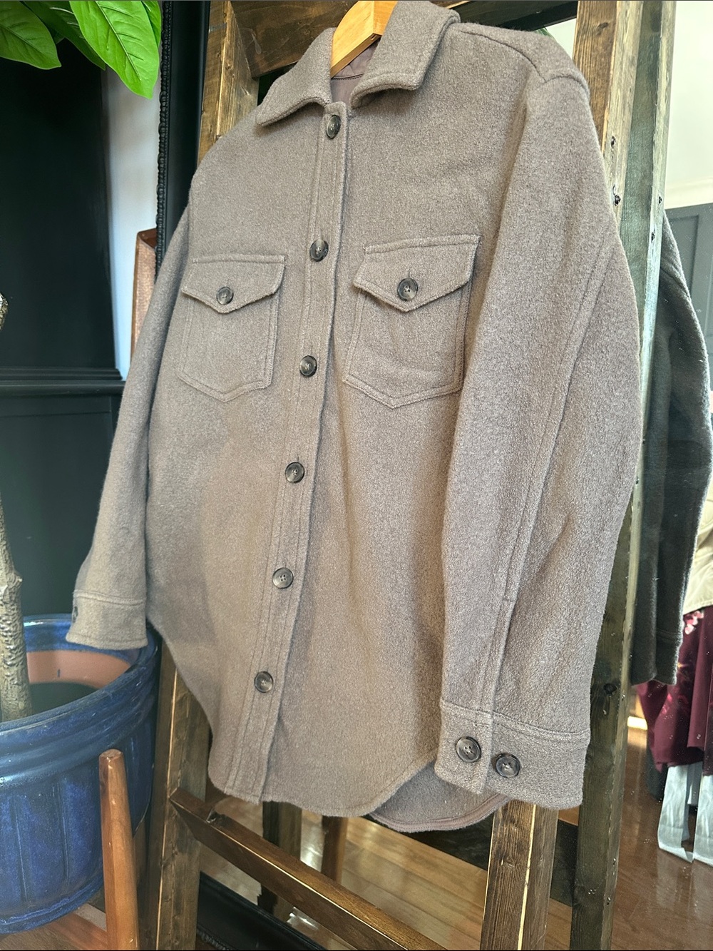 ARITZIA WILFRED FREE The Ganna Merino Wool Shirt Jacket Shacket